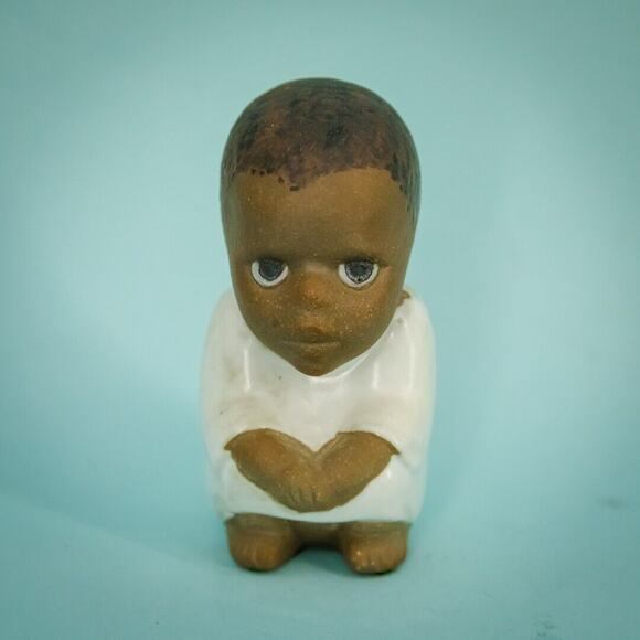 Vintage 1970s Lisa Larson South Syd African Squatting Boy Gustavsberg Stoneware - Picture 1 of 7
